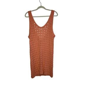 NWT Uncharted Threads coral crochet knit mini dress size medium